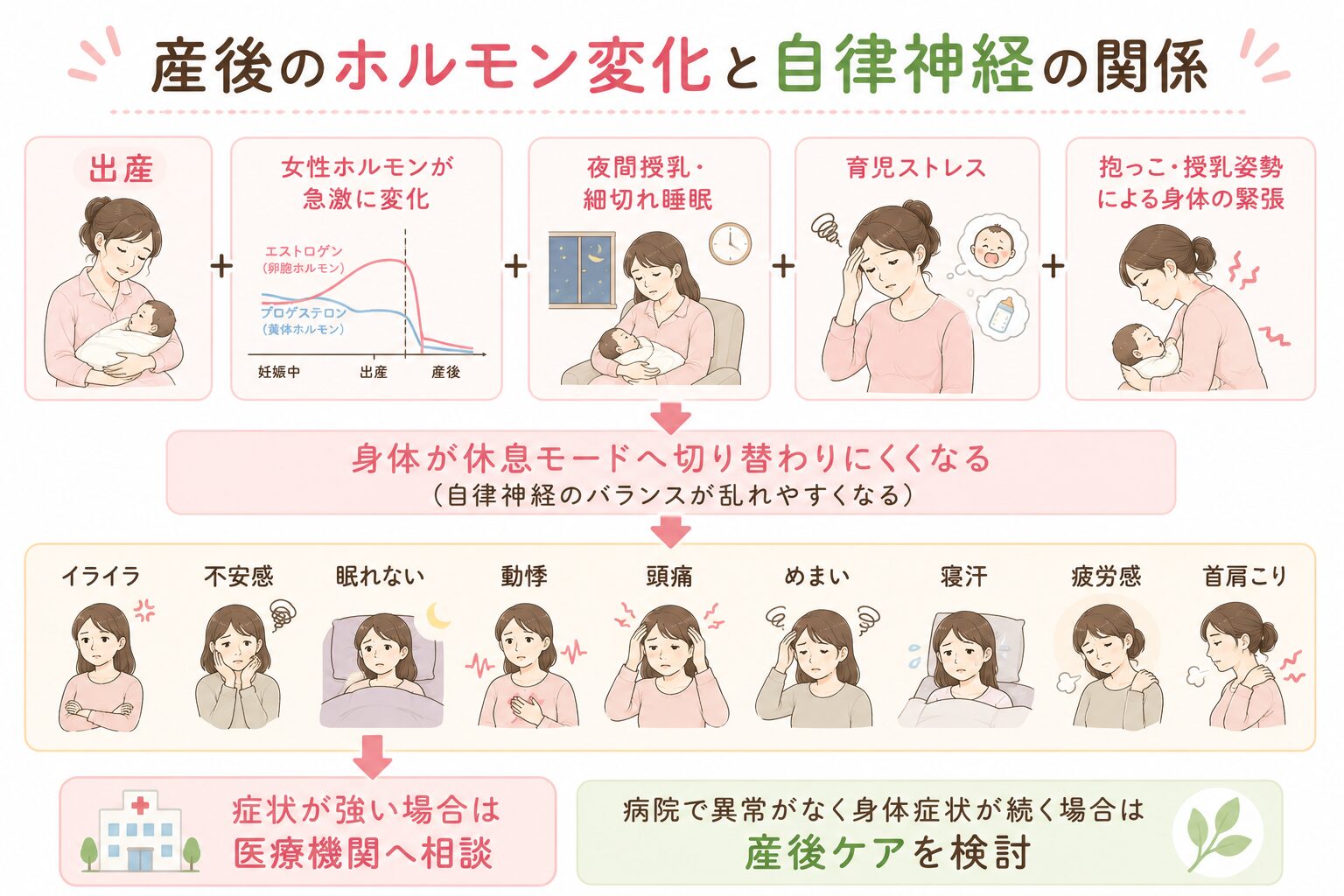 産後のホルモン変化と自律神経