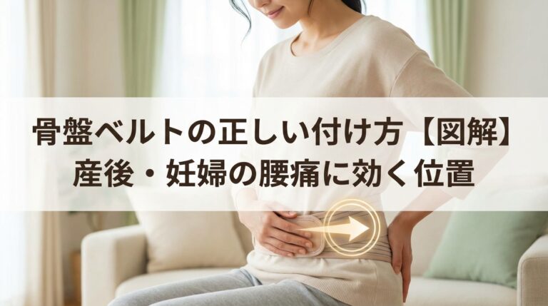 骨盤ベルトの正しい付け方【図解】産後・妊婦の腰痛に効く位置